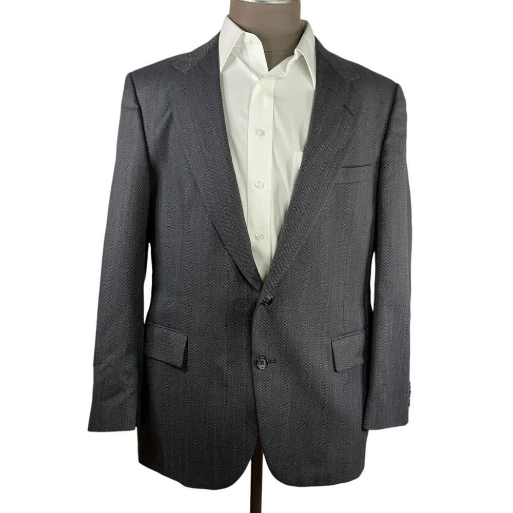 Johnny Carson Men's size 39 Regular Vintage  Grey Herringbone suit coat jacket